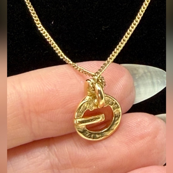 Givenchy Gold Necklace with Pendant and 3 Crystal Stones EUC - Picture 5 of 7
